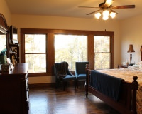 Craftsman style custom window casing in red oak