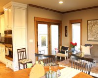 Custom red oak trim with headers and crown molding