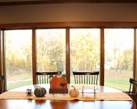 Custom red oak trim with headers and crown molding
