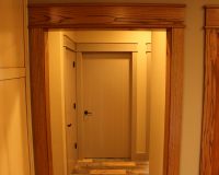 Custom pine French doors with red oak casing