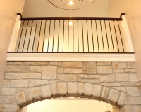 Custom maple newels posts and iron balusters